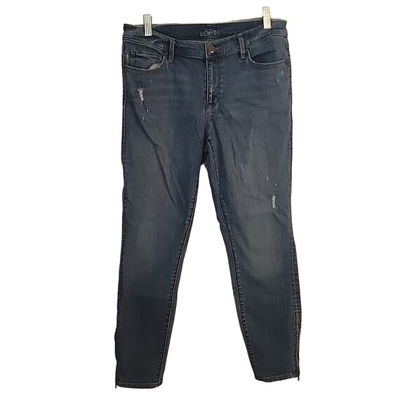 Ann Taylor LOFT  Medium Wash Lightly Distressed Jeans - Picture 1 of 8